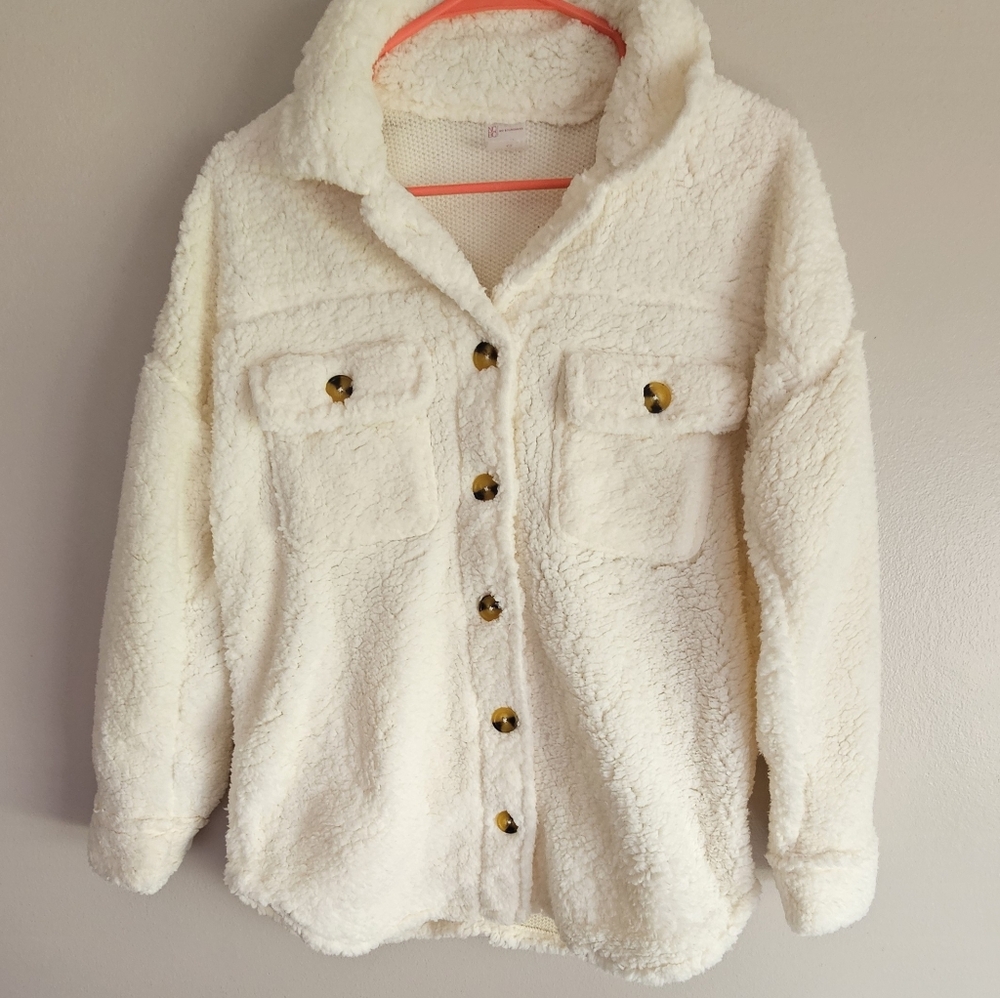 No Boundaries Faux Sherpa Shacket